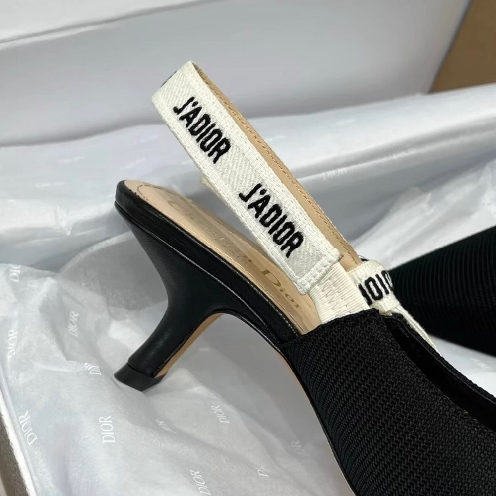 Dior Black Pointed Slingback Heels with J'Adior Strap - Picture 8 of 9